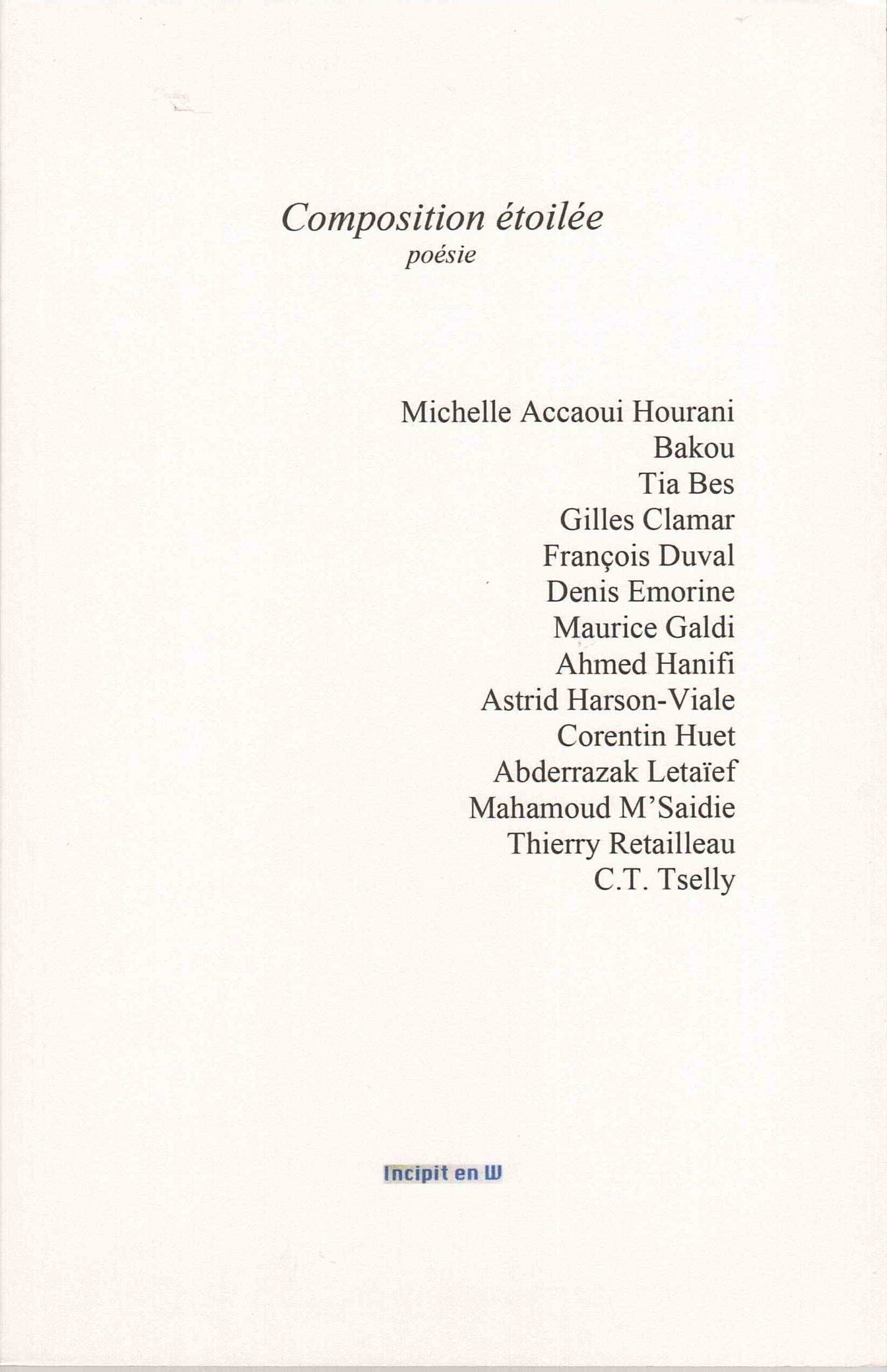 Composition étoilée, dont Michelle Hourani auteur de poèmes